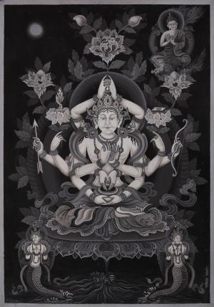 Arya Manjushree Namsangiti the Boddhisattva who helps you develop Buddha Nature Thangka
